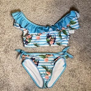 Blue Tropical Girls Bikini Swimsuit
